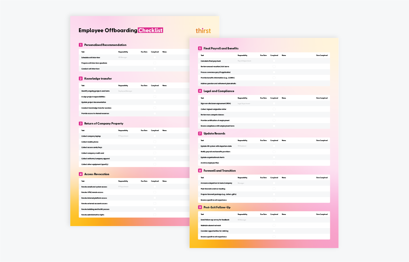 Employee Offboarding Checklist Template