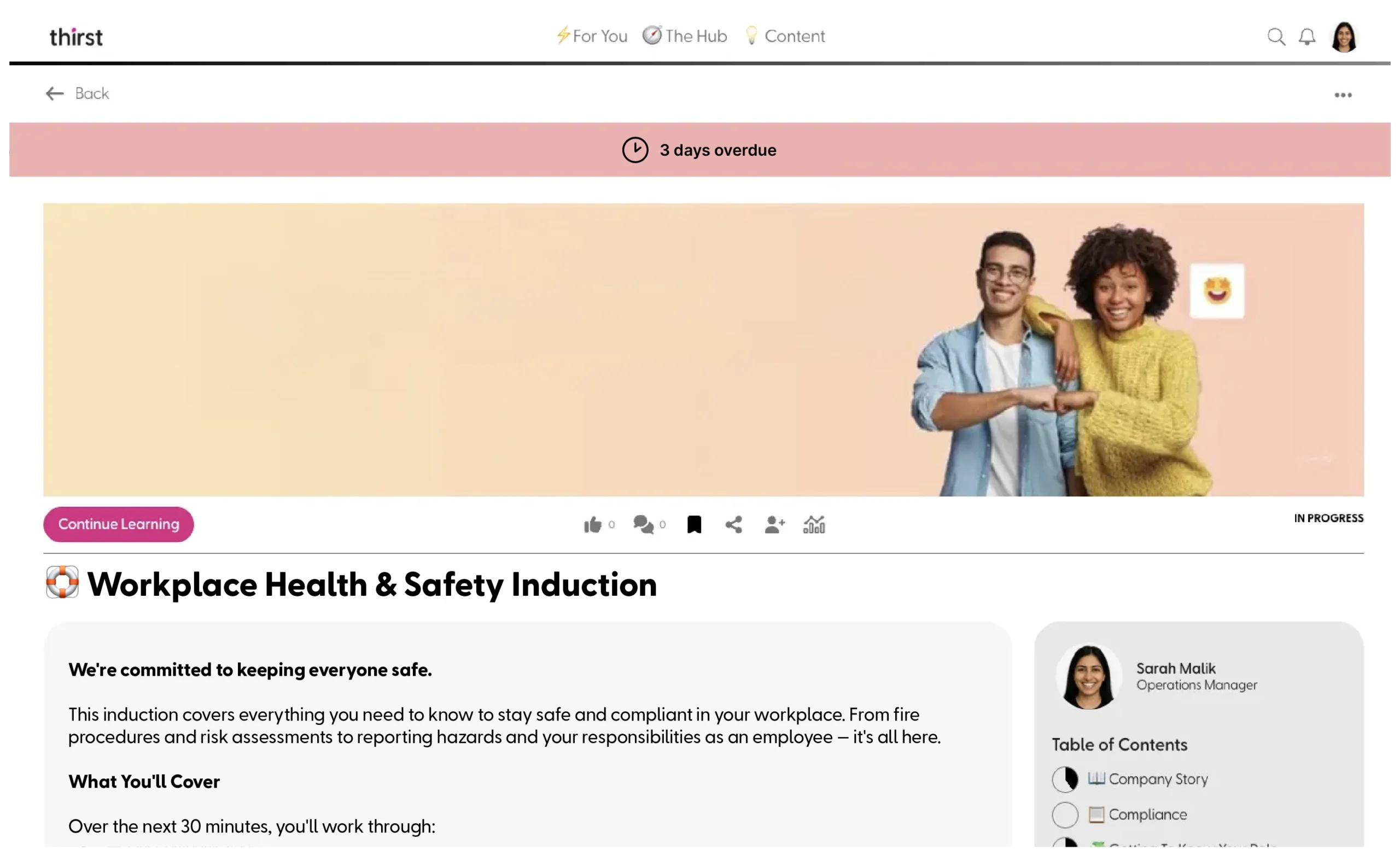 Thirst Learning Platform - Compliance Dashboard