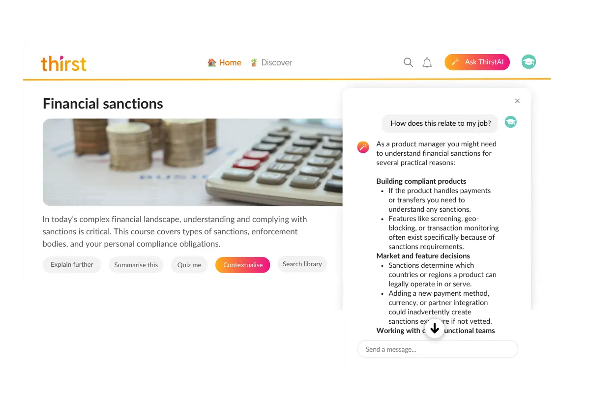 Financial sanctions explained as relevant to a product manager's job